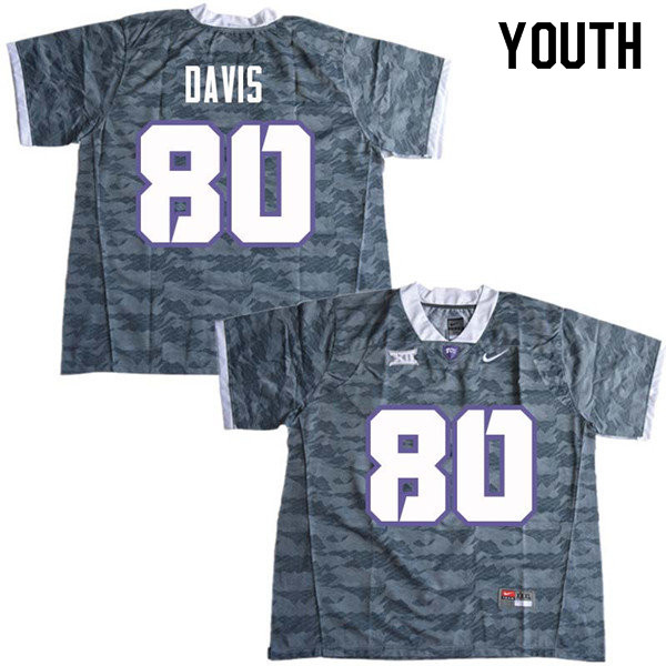 Youth #80 Al Dontre Davis TCU Horned Frogs College Football Jerseys Sale-Gray - Click Image to Close